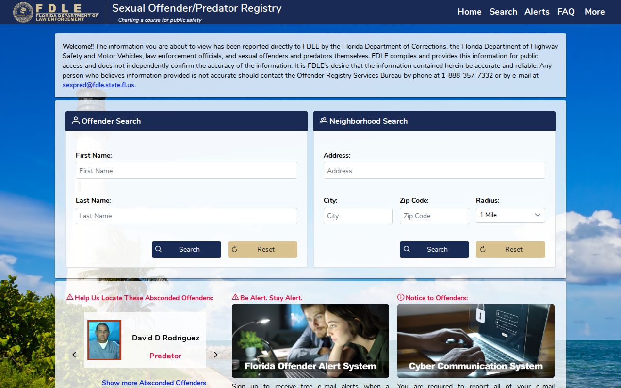 Sunny Isles Beach neighbors FDLE geographic safety search